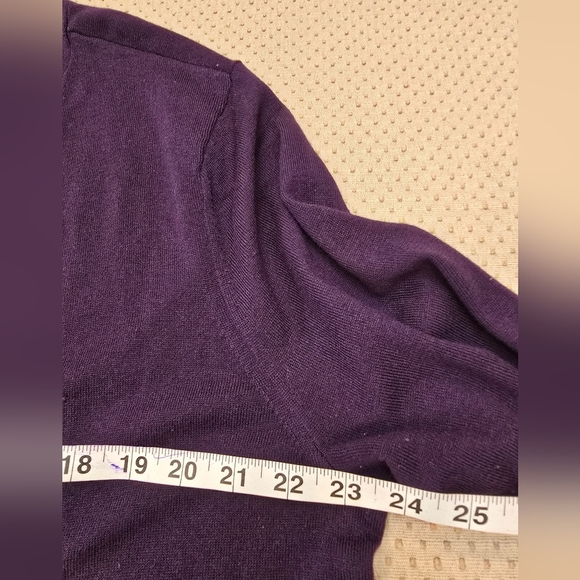 J Jill Long Cardigan V-Neck Sweater  EGGPLANT PURPLE 3 Button Wool Blend Xl - Picture 9 of 12